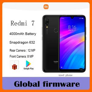 글로벌 펌웨어 샤오미 레드미 7 스마트폰 4000mAh 6.26인치 10W 충전기 듀얼 카메라 듀얼 SIM 슬롯 휴대폰 안드로이드 중고폰
