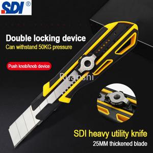 SDI 초대형 25mm 칼 자동 스파이럴 박스 커터 이중 잠금 헤비 듀티 유틸리티 나이프 (종이 절단용) 모델 0445C