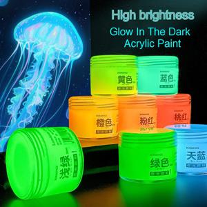 보렌스 20/60ml 형광 안료 오래 지속되는 야광 페인트 어두운 곳에서 빛나는 아크릴 페인트 아트워크 DIY 축제 파티 용품