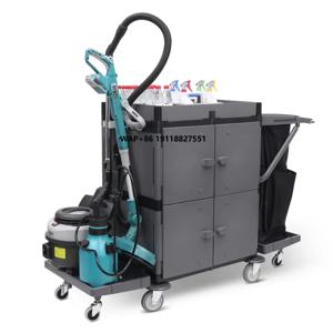 IPC 회원용 CT 전문 청소 카트 PP 하우스키핑 세탁 린넨 메이드 카트 트롤리 (진공청소기 홀더 포함)