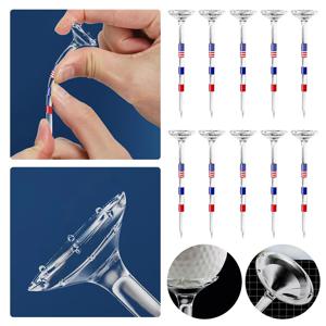 TINSOL 10Pcs 롱 골프 티셔츠 대량 깨지지 않는 83mm 투명 미국 국기 마찰과 사이드 스핀을 줄여주는 골프 액세서리