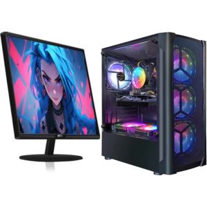 게이밍 PC 번들 (24인치 FHD LED 모니터, 라데온 RX 580 8G, 코어 i7 최대 3.9GHz, 16GB 램, 512GB SSD, RGB 팬 x6 포함)