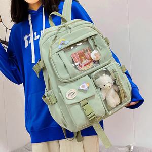귀여운 여성 배낭 방수 멀티 포켓 나일론 학교 배낭 학생 여성 소녀 Kawaii 노트북 책 팩 Mochilas