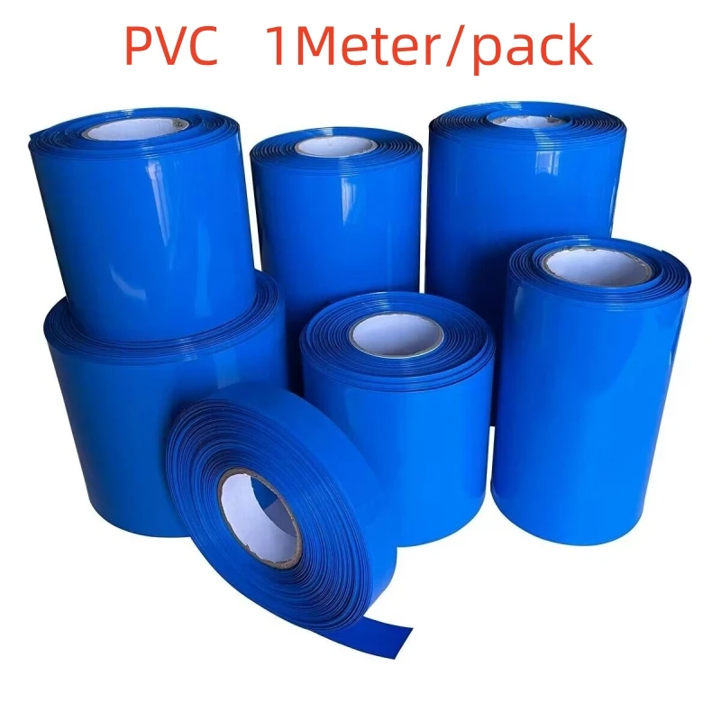 PVC 18650 배터리 팩 케이블 슬리브, 멀티 사이즈 열 수축 튜브, 생산용 블루 수축 절연 수축 튜브, 1 계량기