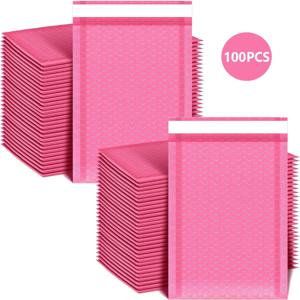 봉투 발송 패키지 파우치 핑크 버블 우편물 포장 용품, 소기업 배송 봉투, 배송 패키지, 100 개