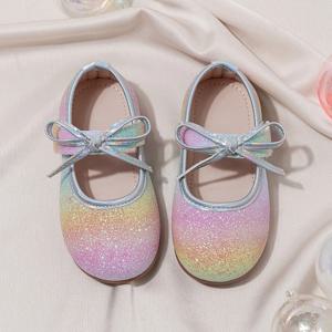 여아 공주 구두 반짝이는 무지개 색상 아름다운 가을 어린이 단화 플랫 인어 유아 미끄럼 방지 아동화