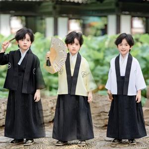 어린이 일본 전통 의상 기모노 어린이 사무라이 옷 소년 카디건 기모노 세트 어린이 무대 공연 의류