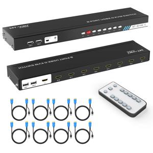 4K 30Hz 8포트 KVM 스위치 HDMI + 케이블 (업그레이드된 2in1), MT-VIKI 1U 랙마운트 HDMI KVM 스위처 콘솔 8x1