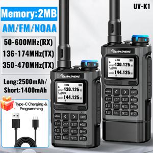 콴셩 UV-K1 미니 무전기 2MB 플래시 타입-C 충전 프로그래밍 AM/FM 50-600MHz 멀티밴드 장거리 양방향 무전기