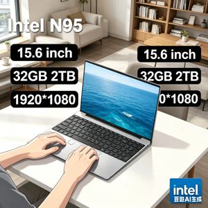 슈프림 15.6인치 인텔 N95 휴대용 노트북 윈도우11 노트북 32GB DDR4 2TB SSD PC 게이머용 사무용 컴퓨터 백라이트 지문인식 탑재