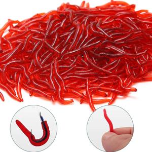 20PCS-100pcs 소프트 루어베이스 도미 Bloodworm 낚시 지렁이 웜 고무 레드 벌레 미끼 물고기 냄새 현실적인 태클