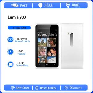 리퍼비시된 오리지널 Lumia 900 3G 싱글심 언락폰 16GB 512MB RAM 휴대폰 8MP 1830mAh 핀란드 제조
