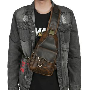 남성용 빈티지 다용도 소가죽 가슴가방 크로스바디 폰 파우치 최상급 맥호스 가죽 휴대폰 파우치