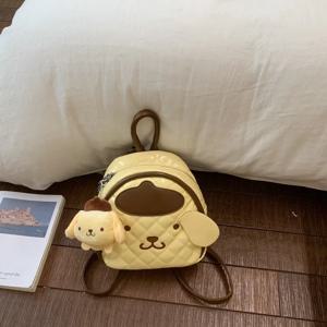 트렌디한 만화 강아지 그림 대용량 여성용 백팩 2026년 여름 통근생용 PU 소재 휴대폰 포켓