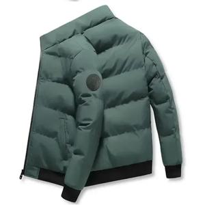 새로운 M-5XL 남성 가을 겨울 두꺼운 따뜻한 짧은 재킷 방풍 지퍼 프린트 캐주얼 코트 패션 야외 streetwear 유행