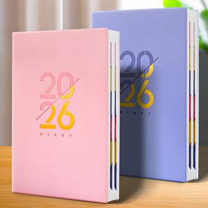 2026년 1월-12월 플래너 스페인어/영어 노트 A5 PU 가죽 커버 학교 일정 계획 주간 월간 일기 주최자