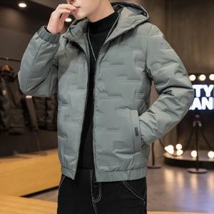 트렌디한 솔리드 컬러 후드 다운 재킷 남성 캐주얼 다용도 아우터웨어 칼슬리 브랜드 오리털 충전 두꺼운 폴리에스터 섬유