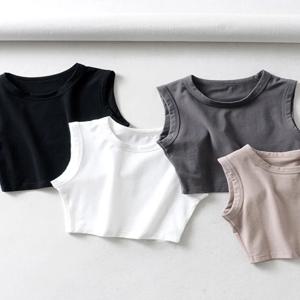여성용 빈티지 화이트 크롭 탑, 바이커 블랙 펑크 섹시한 탱크 탑, 한국 스트리트웨어, 크롭 민소매 탑, 여성 2024 여름