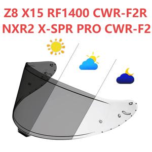 SHOEI Z8 X15 CWR-F2R NXR2 X-SPR PRO CWR-F2 헬멧용 RF1400 포토크로믹 바이저 오토바이 페이스 실드 교체용 UV 차단 렌즈