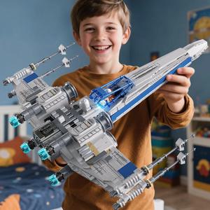 TOYLINX X-윙 우주 전투기 블록 세트 LED 라이트 업 건설 장난감 기계식 우주선 조종사 포함 브릭 선물