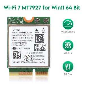 EDUP MT7927 WiFi 7 트라이 밴드 무선 어댑터 24G 5G 6G 블루투스 54 MU-MIMO (윈도우11 노트북용, 인텔 및 AMD 호환)