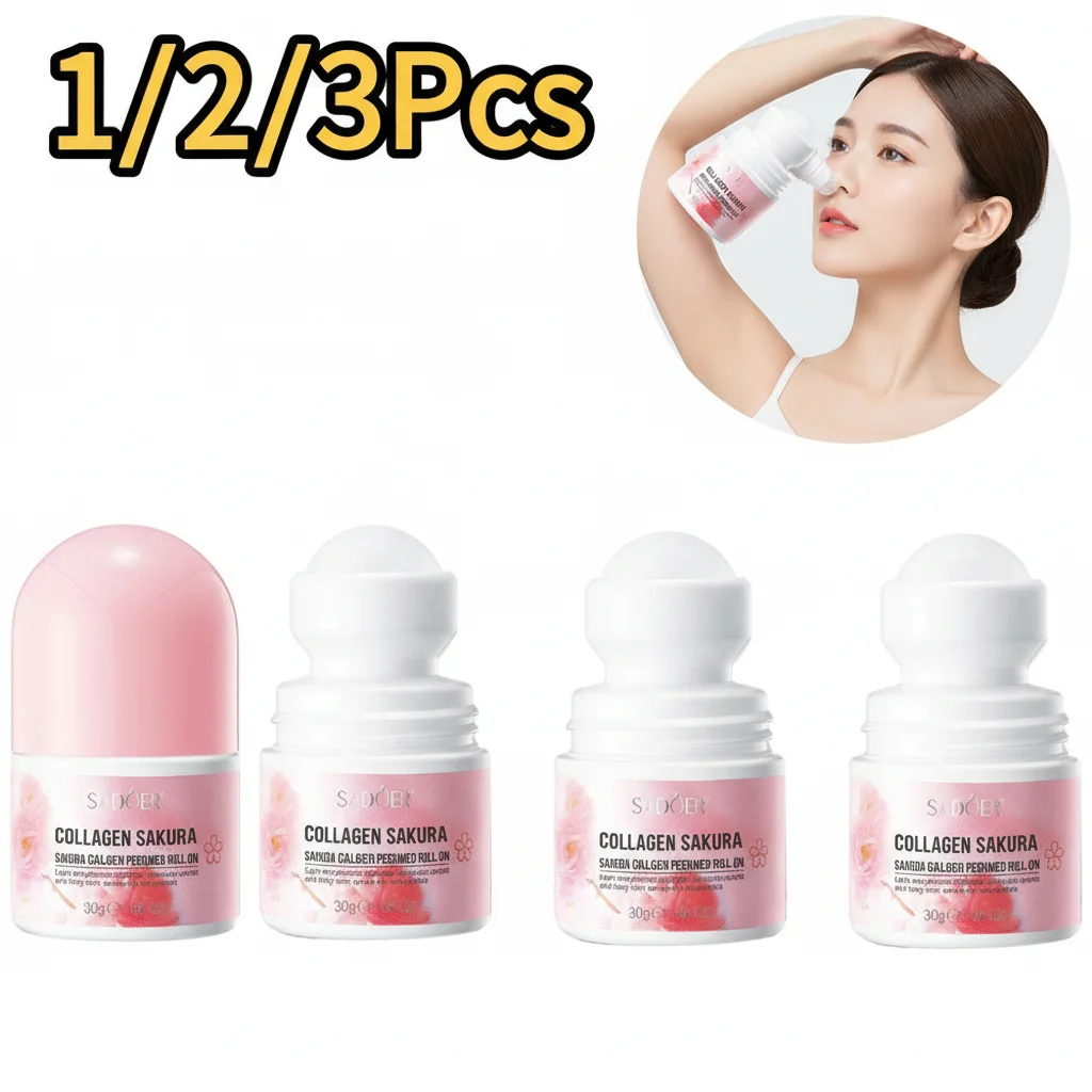 사도어 1/2/3개입 사쿠라 향 콜라겐 롤온 데오도란트 상쾌한 롤온 로션 땀 및 체취 제거 데일리 사용