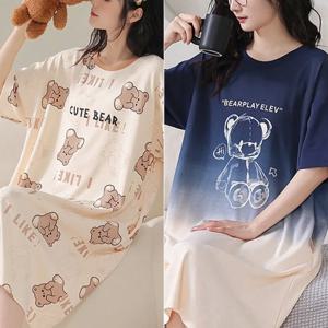 여성 잠옷 한국어 버전 소녀 Homewear 달콤한 바람 귀여운 만화 얇은 섹션 느슨한 잠옷 Kawaii 귀여운 통기성 캐주얼
