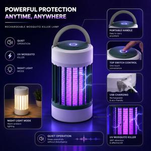 전기 모기 살충 램프 USB 5V UV 365nm 벌레 퇴치기 휴대용 충전식 파리 살충기 캠핑 침실 정원 LED