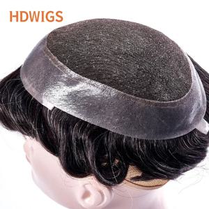 호주 남자 토피 레이스 PU 인도 인모 가발 하이 퀄리티, 모세관 보형물, 자연스러운 실제 헤어 시스템 교체