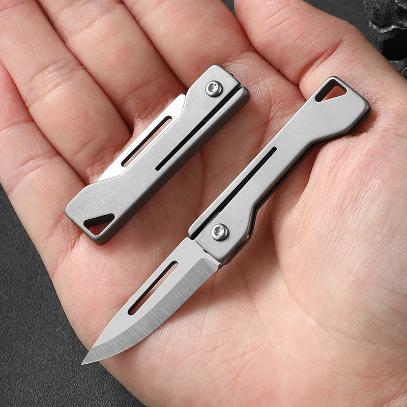 EDC 티타늄 미니 접이식 칼 포켓 나이프 얇은 포켓 나이프 포켓 나이프 여성용 과일 칼