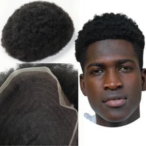 NLW 4mm Afro Curl Men Toupee 10*8 남성용 헤어 교체 시스템 전체 레이스 헤어 피스 헤어 보철 헤어 유닛베이스