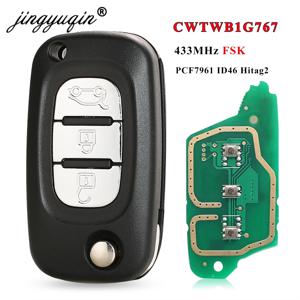 Jingyuqin 3BTN 433MHz ID46 pcf7961 자동차 리모컨 키 (르노 세닉 III 메간 III 플루언스 2009-2015 마스터 캉구 CWTWB1G767 삼성 SM3 용)