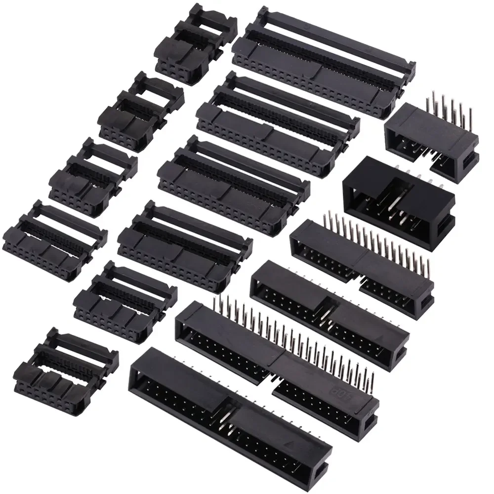 10PCS FC 6P/8/10P/14/16/20/24/26/30/34/40/50Pin 2.54mm 피치 여성용 IDC 소켓 커넥터 리본 케이블 DC3 헤더 남성용 소켓