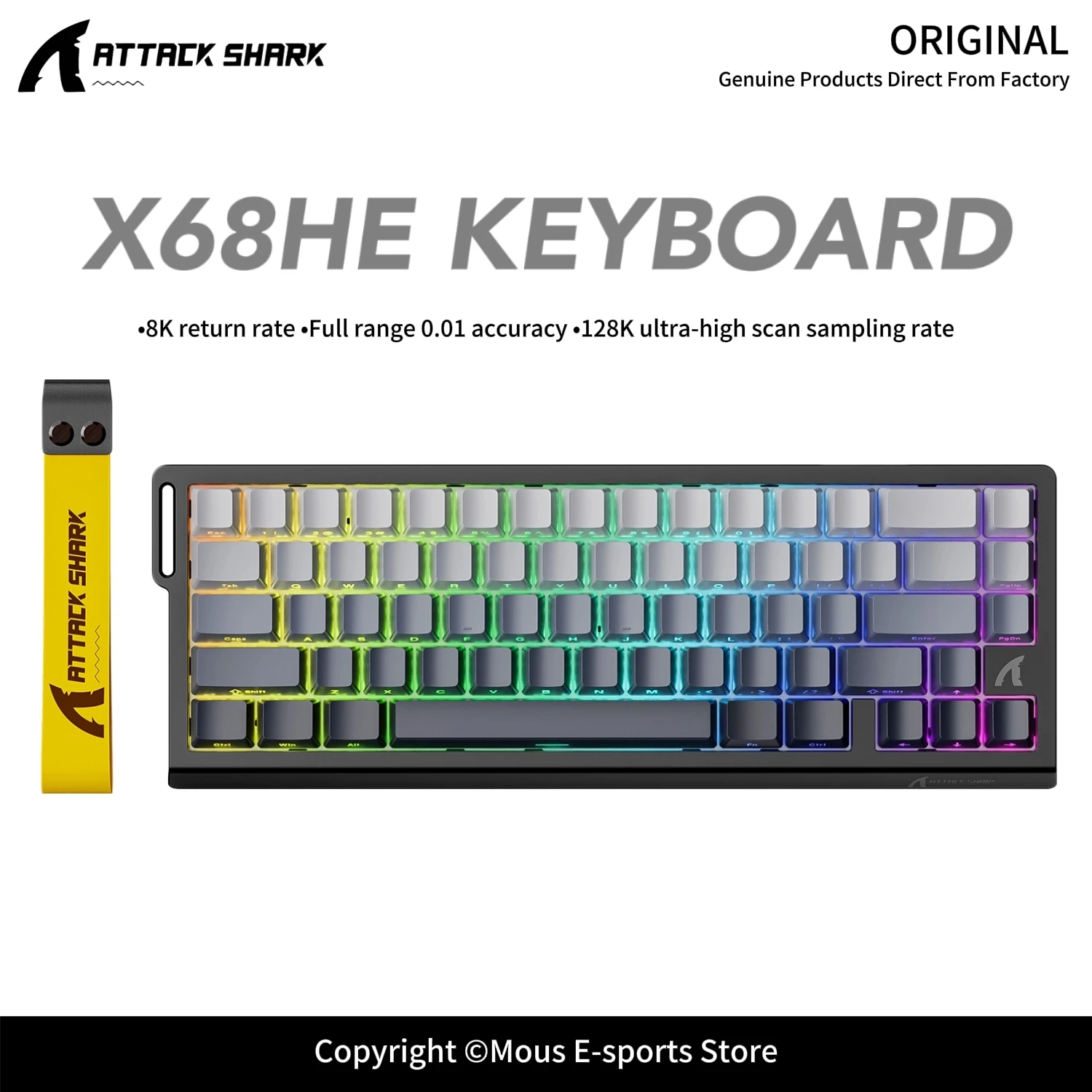 ATTACK SHARK X68HE X68PRO HE 마그네틱 축 게이밍 키보드 유선 8K 리턴 레이트 5000mAh 배터리 웹 드라이버 PBT 키캡 e스포츠