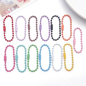 50개 10cm 컬러풀 볼 비드 체인 키체인/라벨 핸드 태그 커넥터 DIY 팔찌 주얼리 제작 액세서리