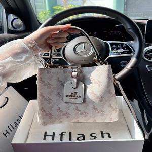 HFlash 럭셔리 마차 프린트 버킷백 여성용 대용량 싱글 숄더 크로스백 통근용 2026 신상