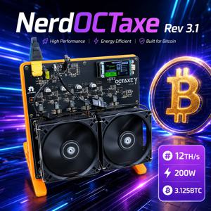 NerdOCTAXE Rev3.1 12TH/s 200W SHA256 알고리즘 Btc 솔로 채굴기 제품군 개인용 블록체인 가상 코인 로또 머신