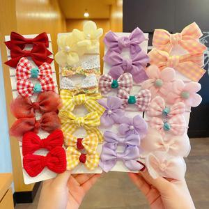 10개 어린이 고무줄 아기 머리끈 귀여운 소녀 머리 꽃 리본 머리 장식 아기 머리띠
