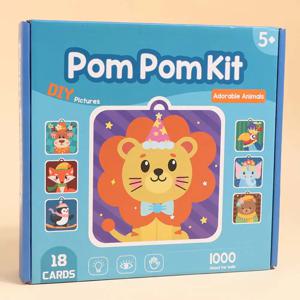 수제 재료 어린이 스티커북 헤어볼 교육용 동물 폼폼 아트 키트 조기 학습 몬테소리 폼폼 공예