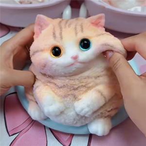 귀여운 카와이 고양이 스퀴시 부드러운 실리콘 스트레스 해소 장난감 불안 완화 데스크 친구 선물 (어린이/성인용) 데스크 장식 선물