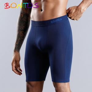 BONITOS 남성용 롱 레그 복서 남성 속옷 남성 팬티 Erkek 천연 코튼 섹시한 복서 반바지 탑 브랜드 속옷 소프트