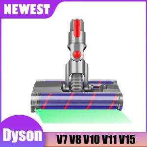 다이슨 V7 V8 V10 V11 V15 진공 청소기 부품 회전식 이중 소프트 롤러 브러시 헤드 LED 조명, 단단한 바닥용으로 설계됨