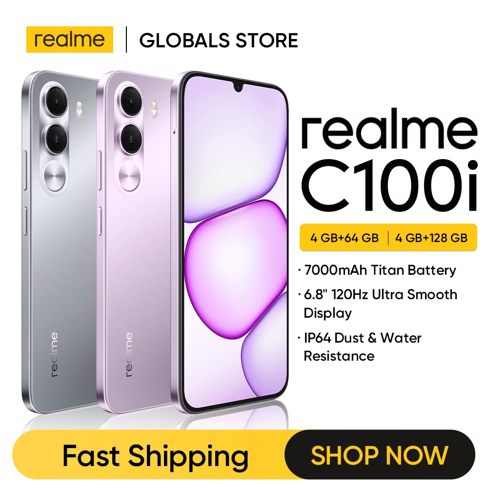 [빠른 배송] realme C100i 스마트폰 7000mAh 배터리 15W 충전 6.8인치 120Hz LCD 디스플레이 IP64 NFC UNISOC T7250 칩셋