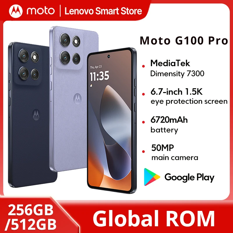 모토로라 모토 G100 프로 스마트폰 6.7인치 1.5K pOLED 120Hz 디스플레이 디멘시티 7300 글로벌 롬 6720mAh 50MP AI 카메라 휴대폰