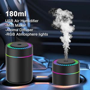 180ML 미니 공기 가습기 USB 전기 아로마 디퓨저 에센셜 오일 정수기 아로마테라피 미스트 메이커 조명 자동차 홈 침실용