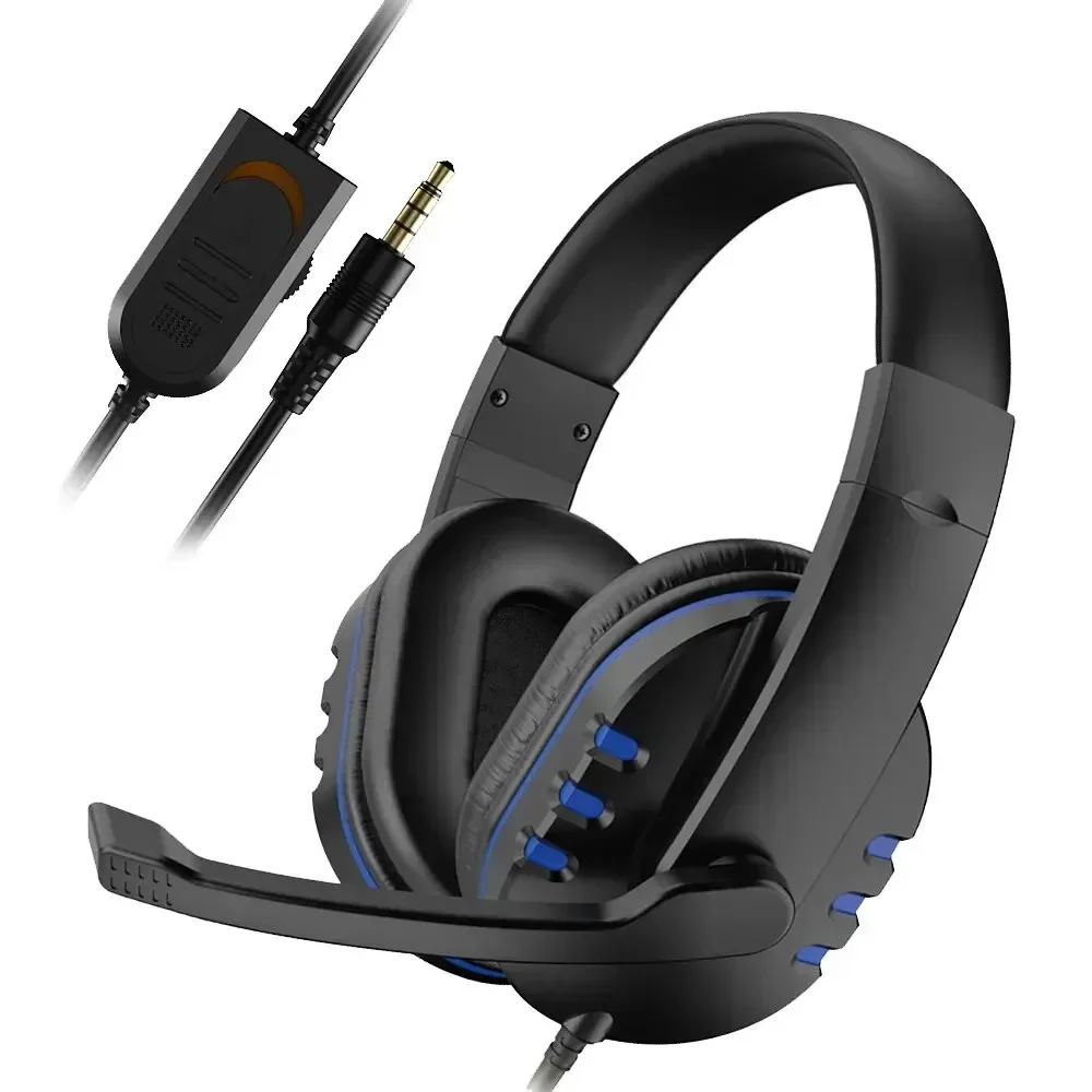 3.5mm 헤드폰 유선 게이밍 헤드셋 이어폰 PS4 플레이스테이션 4 게임 PC 채팅 헤드셋 (마이크 포함)