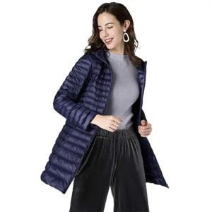 겨울 자켓 여성용 화이트 덕 다운 자켓 롱 울트라 라이트 얇은 캐주얼 코트 패딩 자켓 슬림 후드 파카 여성용 휴대용