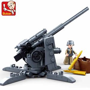 SLuban MOC WW2 시리즈 Normandy Landing P-51 Mustang Fighte 빌딩 블록 히긴스 착륙 공예 모델 벽돌 탱크 장난감 어린이를위한