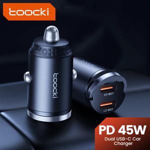 Toocki 45W USB 유형 C 듀얼 포트 차량용 충전기 빠른 충전 3.0 FCP SCP For iPhone Xiaomi Huawei Samsung 고속 충전 차량용 충전기