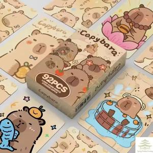 92개 애니메이션 카피바라 로모 카드 재미있는 카피바라 컬렉션 카드 퍼펫 게이트 시크릿 워터 포포이즈 귀엽고 이상한 코스프레 스티커